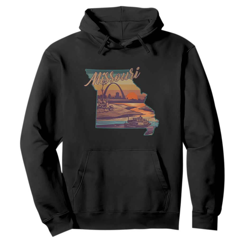 Retro Gateway Arch St Louis Missouri Map Outline Hoodie TS14 Black Print Your Wear