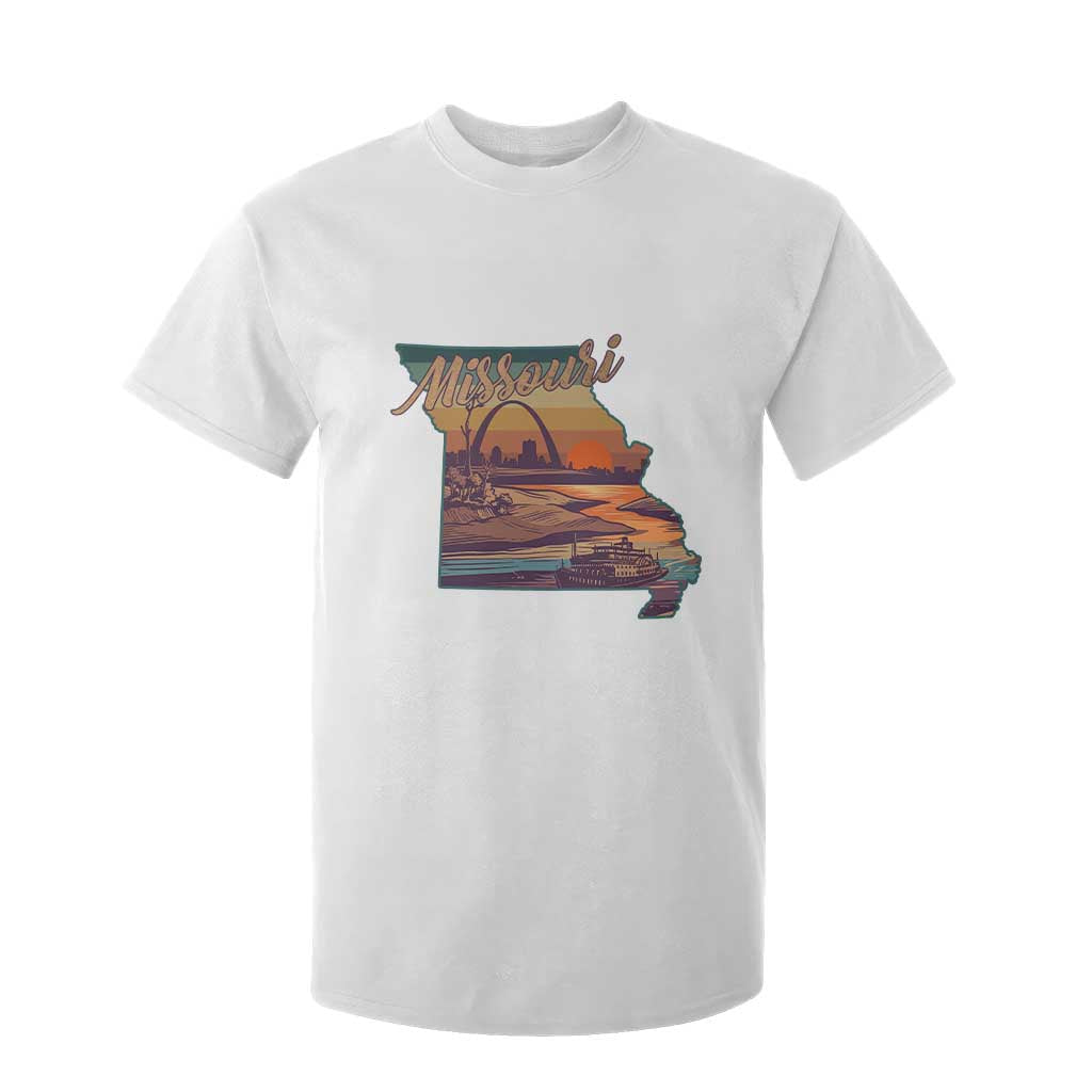 Retro Gateway Arch St Louis Missouri Map Outline T Shirt For Kid