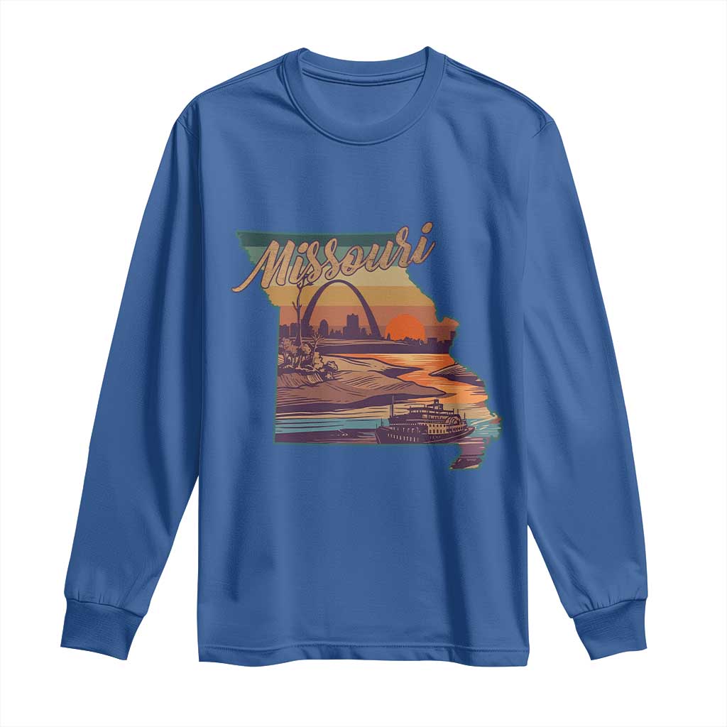 Retro Gateway Arch St Louis Missouri Map Outline Long Sleeve Shirt