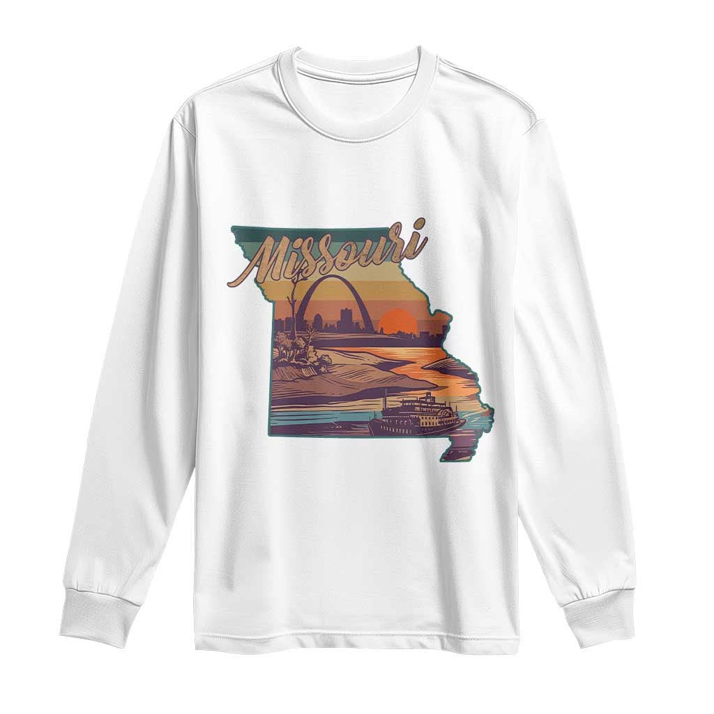 Retro Gateway Arch St Louis Missouri Map Outline Long Sleeve Shirt