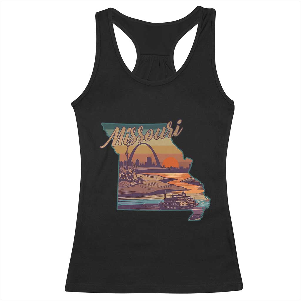 Retro Gateway Arch St Louis Missouri Map Outline Racerback Tank Top TS14 Black Print Your Wear