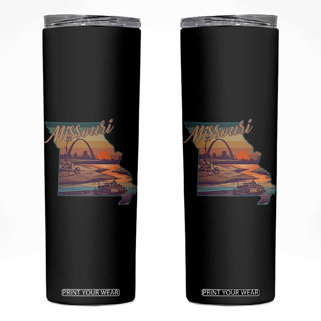 Retro Gateway Arch St Louis Missouri Map Outline Skinny Tumbler TS14 Black Print Your Wear