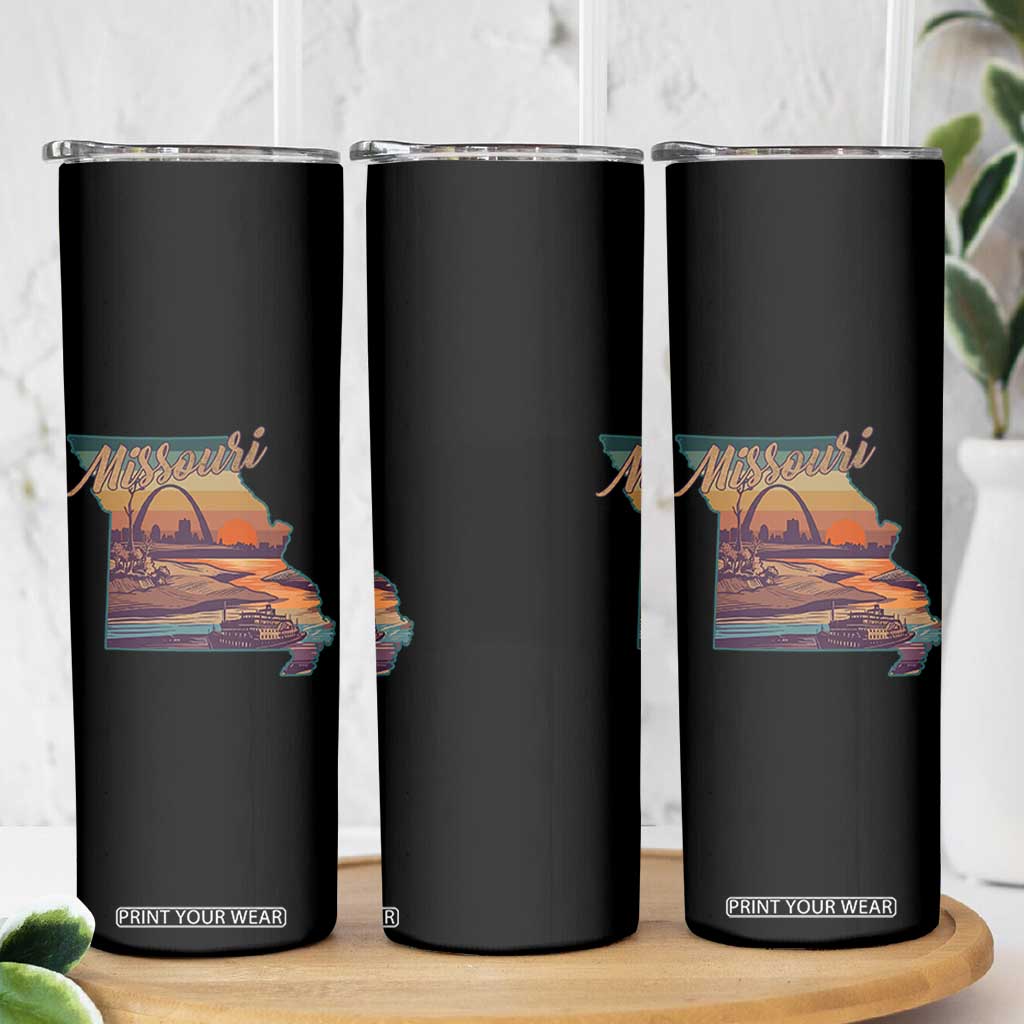 Retro Gateway Arch St Louis Missouri Map Outline Skinny Tumbler