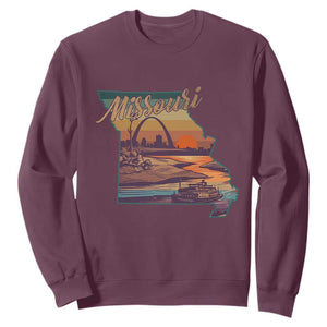 Retro Gateway Arch St Louis Missouri Map Outline Sweatshirt