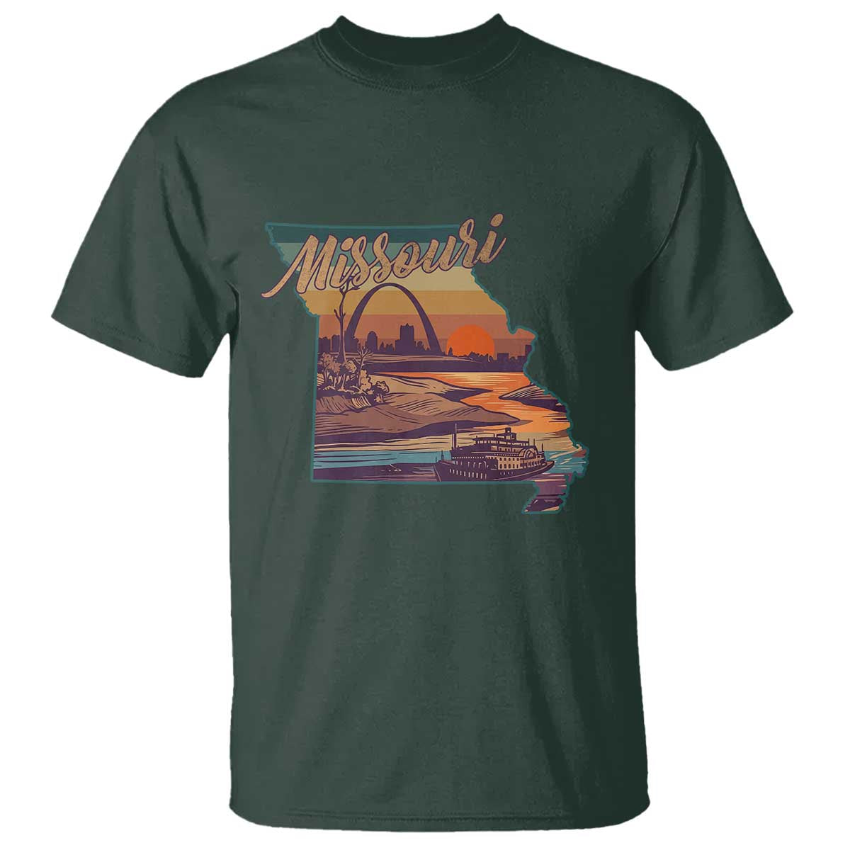 Retro Gateway Arch St Louis Missouri Map Outline T Shirt