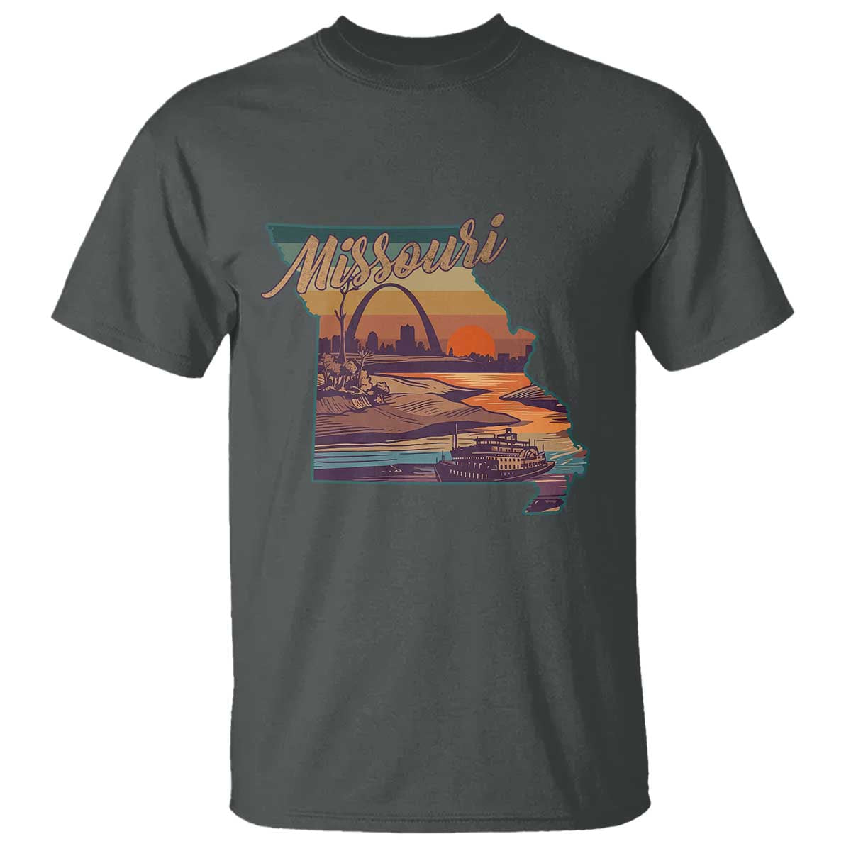 Retro Gateway Arch St Louis Missouri Map Outline T Shirt