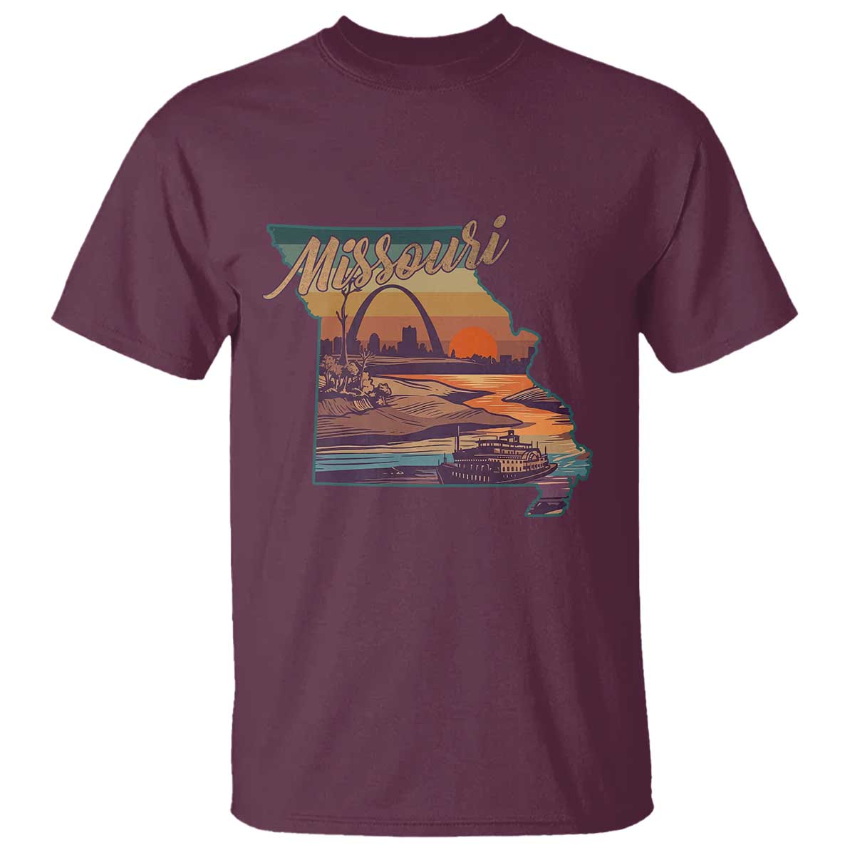 Retro Gateway Arch St Louis Missouri Map Outline T Shirt
