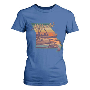 Retro Gateway Arch St Louis Missouri Map Outline T Shirt For Women