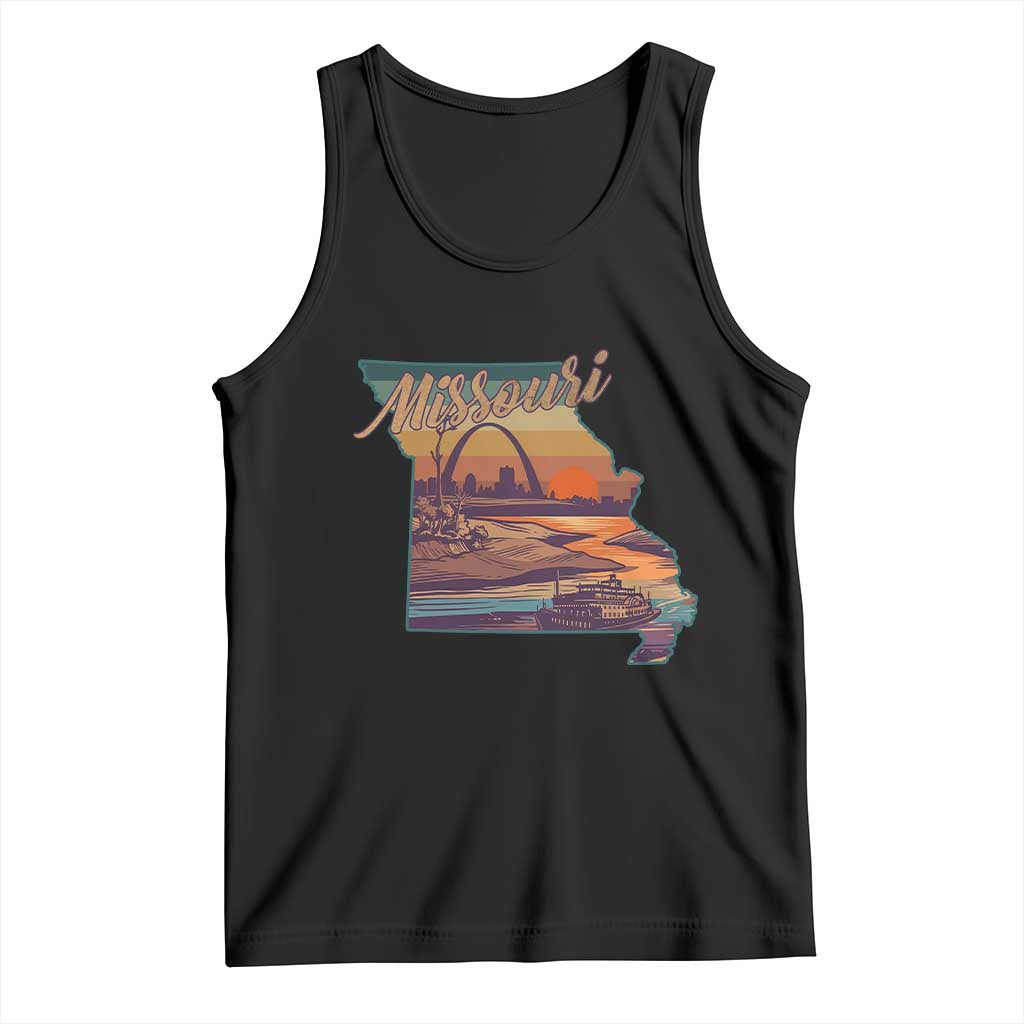 Retro Gateway Arch St Louis Missouri Map Outline Tank Top TS14 Black Print Your Wear