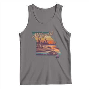 Retro Gateway Arch St Louis Missouri Map Outline Tank Top