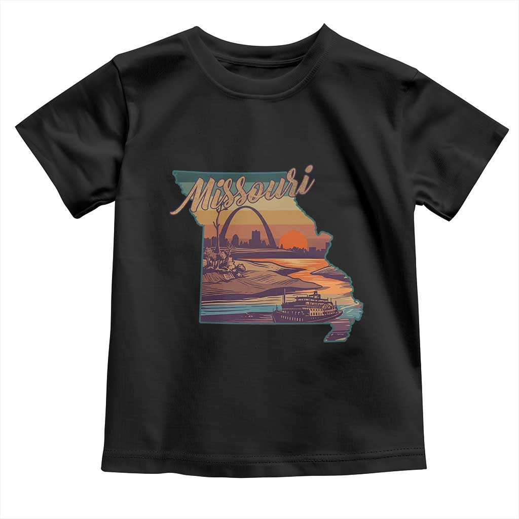 Retro Gateway Arch St Louis Missouri Map Outline Toddler T Shirt TS14 Black Print Your Wear