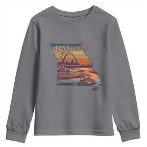 Retro Gateway Arch St Louis Missouri Map Outline Youth Sweatshirt