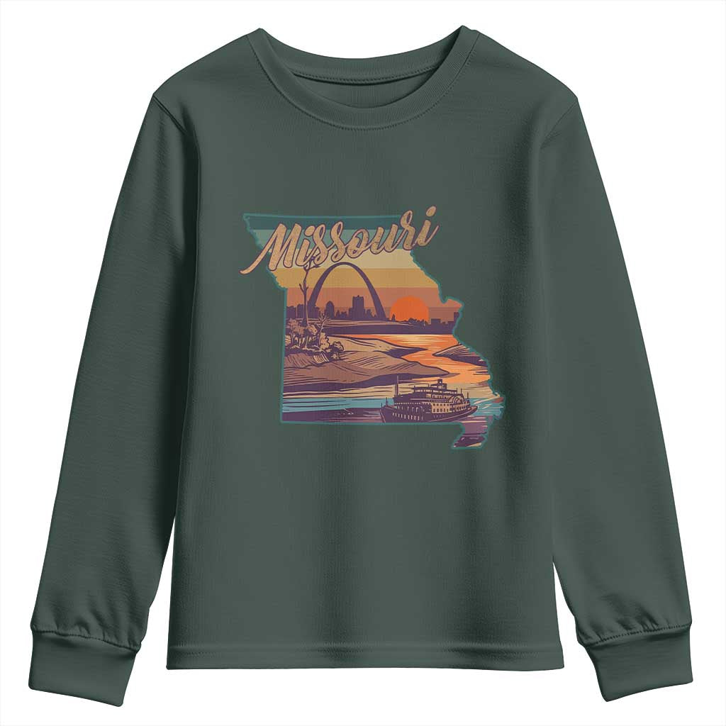 Retro Gateway Arch St Louis Missouri Map Outline Youth Sweatshirt