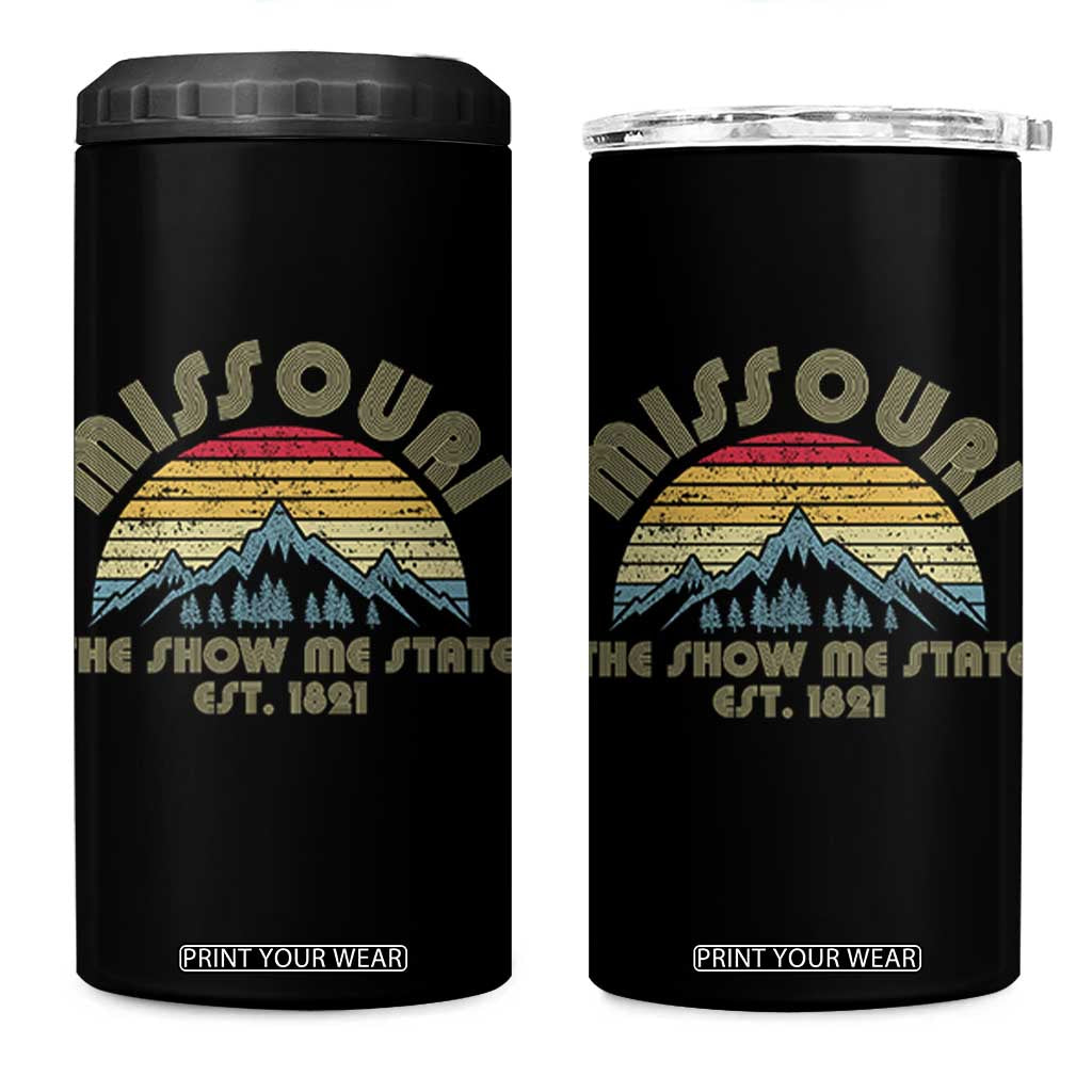 Retro Missouri The Show Me State USA America Souvenir Gift 4 in 1 Can Cooler Tumbler The Show Me State USA America Souvenir TS14 One Size: 16 oz Black Print Your Wear