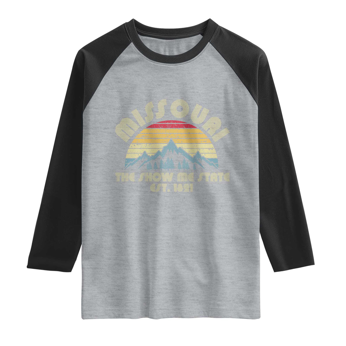 Retro Missouri The Show Me State USA America Souvenir Gift Raglan Shirt The Show Me State USA America Souvenir