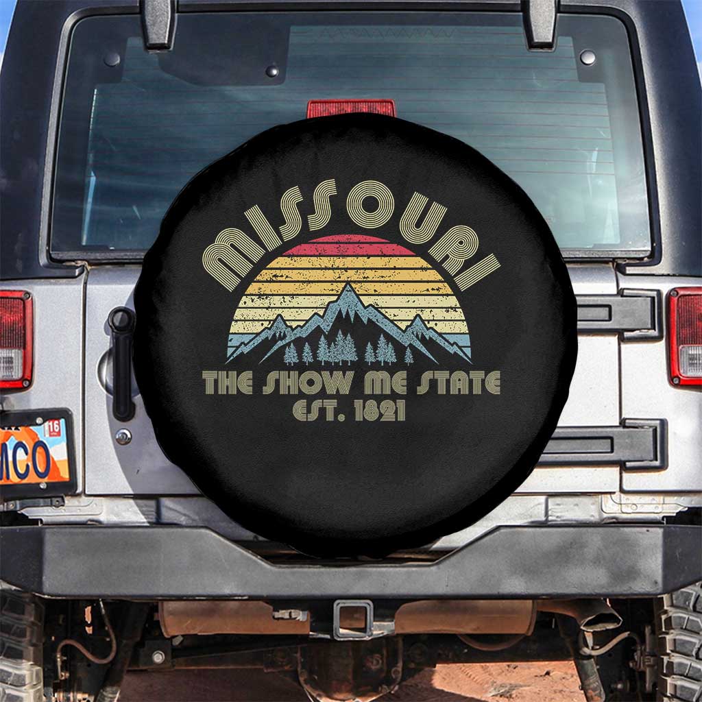 Retro Missouri The Show Me State USA America Souvenir Gift Spare Tire Cover The Show Me State USA America Souvenir TS14 No hole Black Print Your Wear