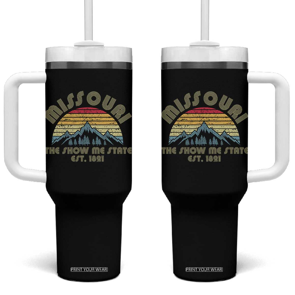Retro Missouri The Show Me State USA America Souvenir Gift Tumbler With Handle The Show Me State USA America Souvenir TS14 One Size: 40 oz Black Print Your Wear