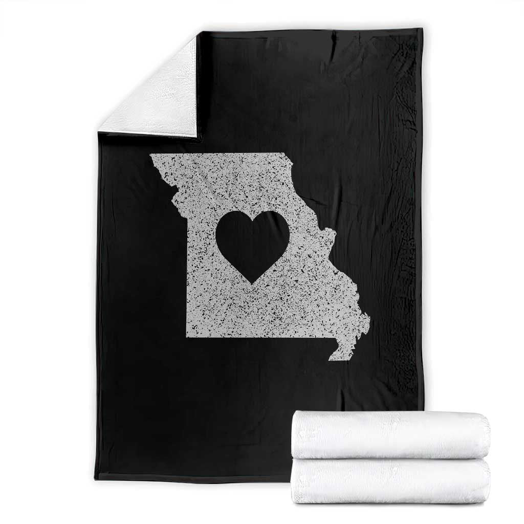 Missouri Home Distressed Missouri State Map with Heart Throw Blanket TS14 Black Print Your Wear