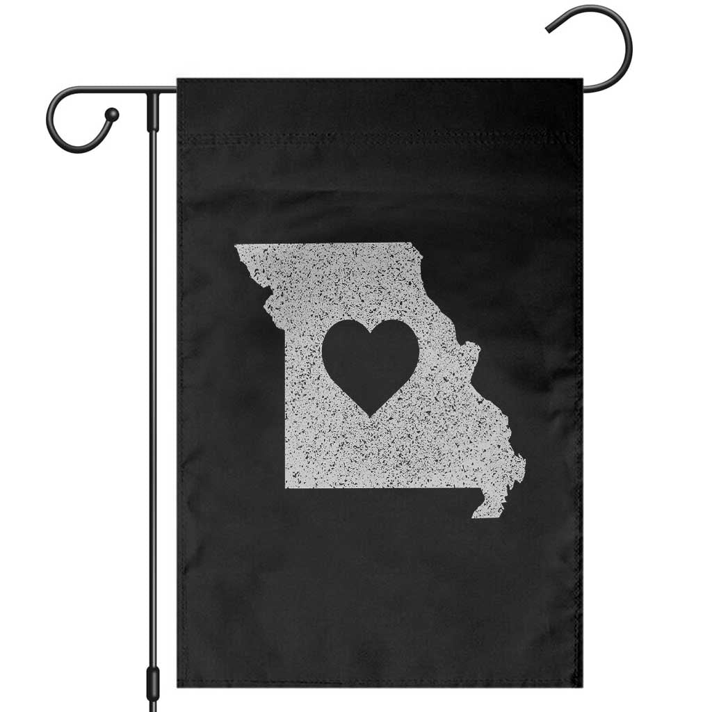 Missouri Home Distressed Missouri State Map with Heart Garden Flag TS14 Black Print Your Wear