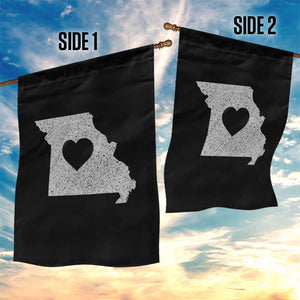Missouri Home Distressed Missouri State Map with Heart Garden Flag