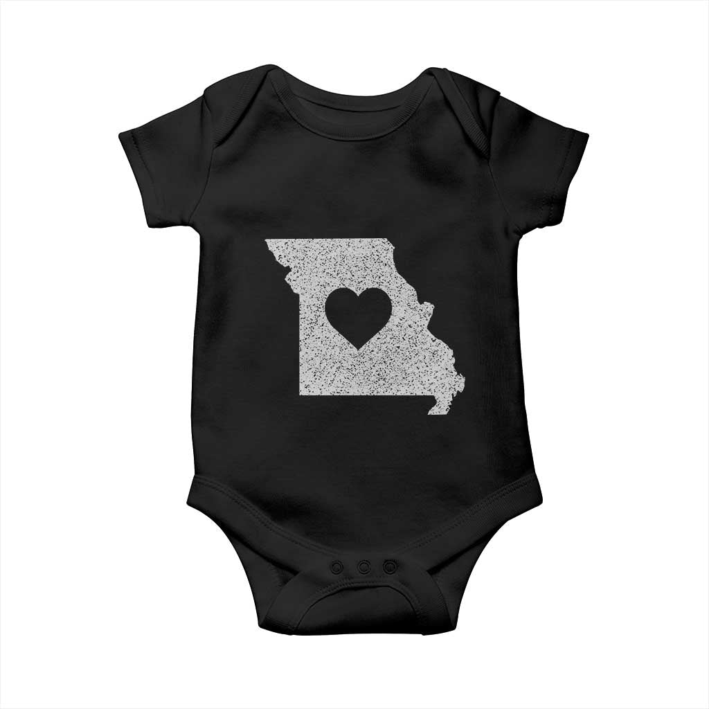 Missouri Home Distressed Missouri State Map with Heart Baby Onesie TS14 Black Print Your Wear