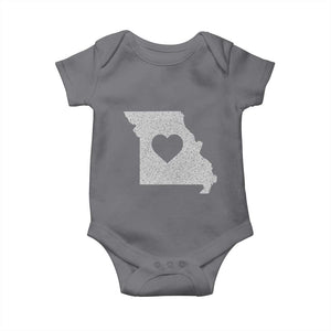 Missouri Home Distressed Missouri State Map with Heart Baby Onesie