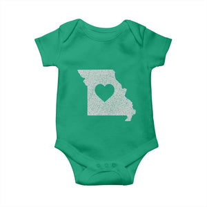 Missouri Home Distressed Missouri State Map with Heart Baby Onesie