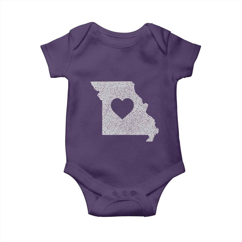 Missouri Home Distressed Missouri State Map with Heart Baby Onesie