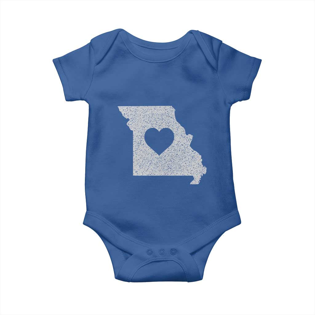 Missouri Home Distressed Missouri State Map with Heart Baby Onesie