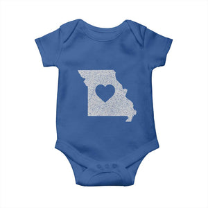 Missouri Home Distressed Missouri State Map with Heart Baby Onesie