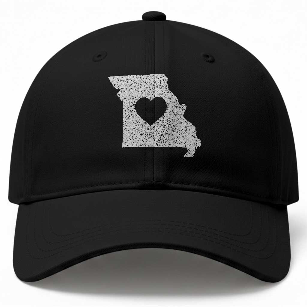 Missouri Home Distressed Missouri State Map with Heart Baseball Cap TS14 Print Your Wear
