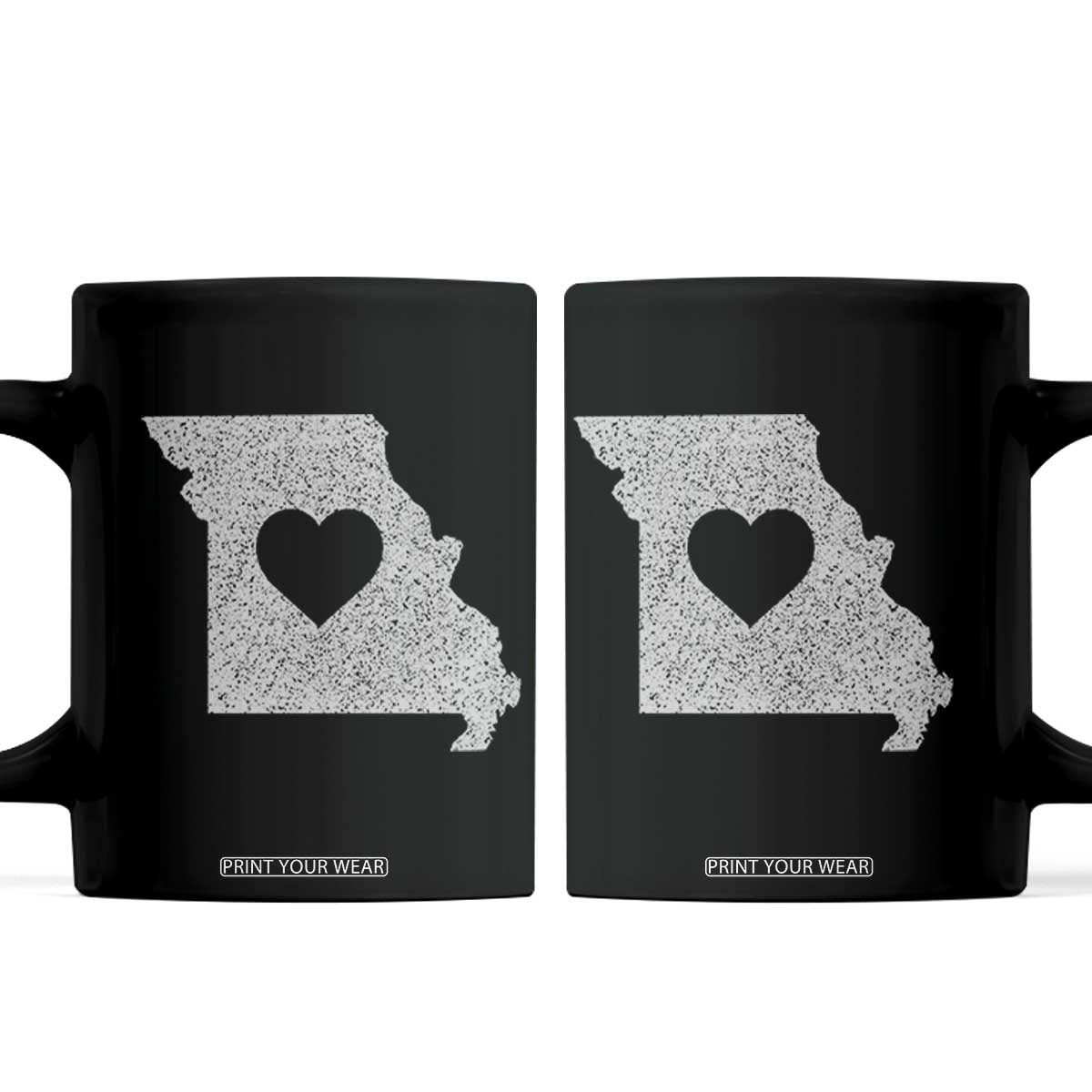 Missouri Home Distressed Missouri State Map with Heart Coffee Mug TS14 Black Print Your Wear