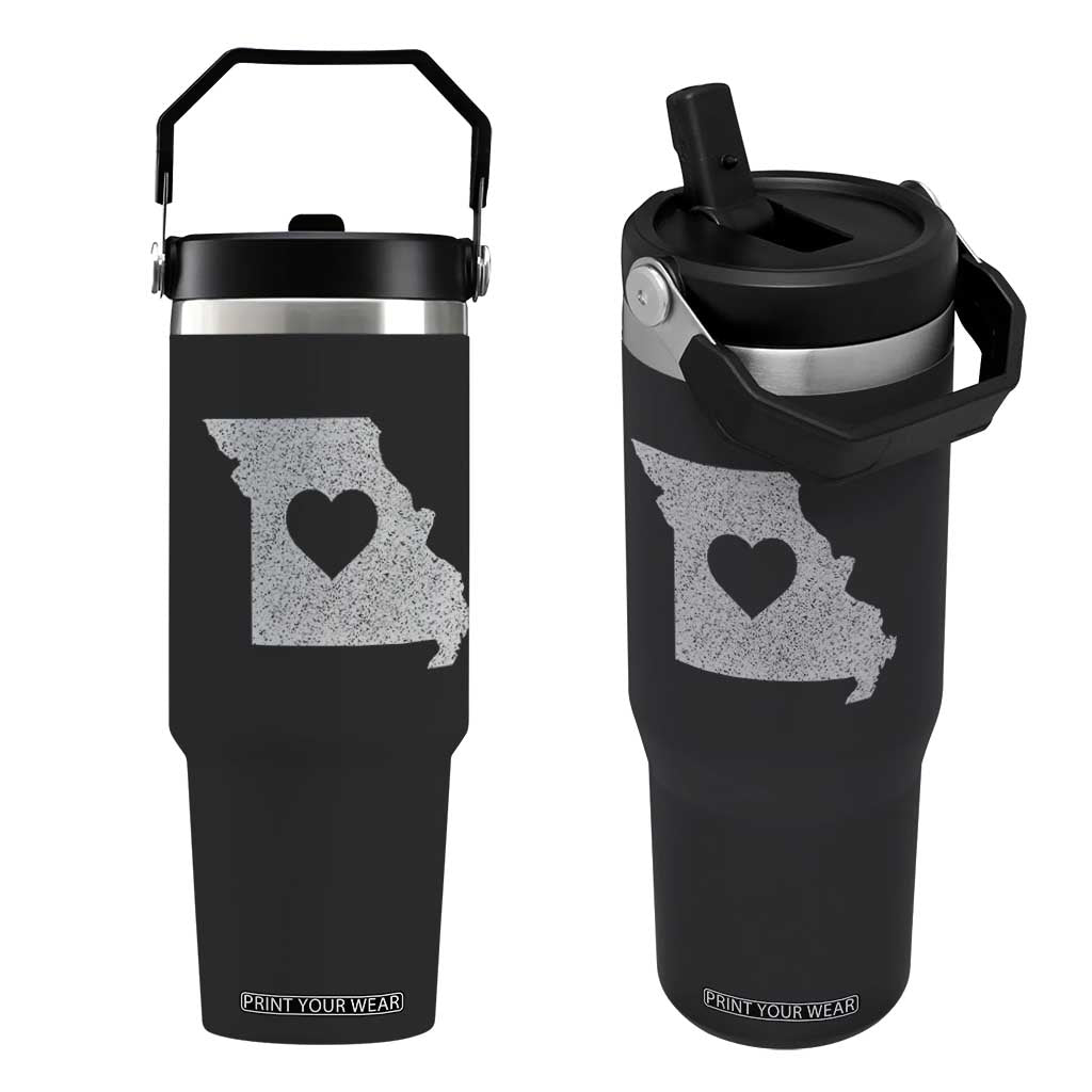 Missouri Home Distressed Missouri State Map with Heart Flip Straw Tumbler TS14 One Size: 30 oz Black Print Your Wear
