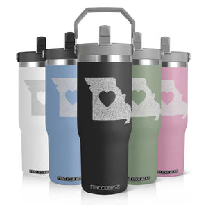 Missouri Home Distressed Missouri State Map with Heart Flip Straw Tumbler