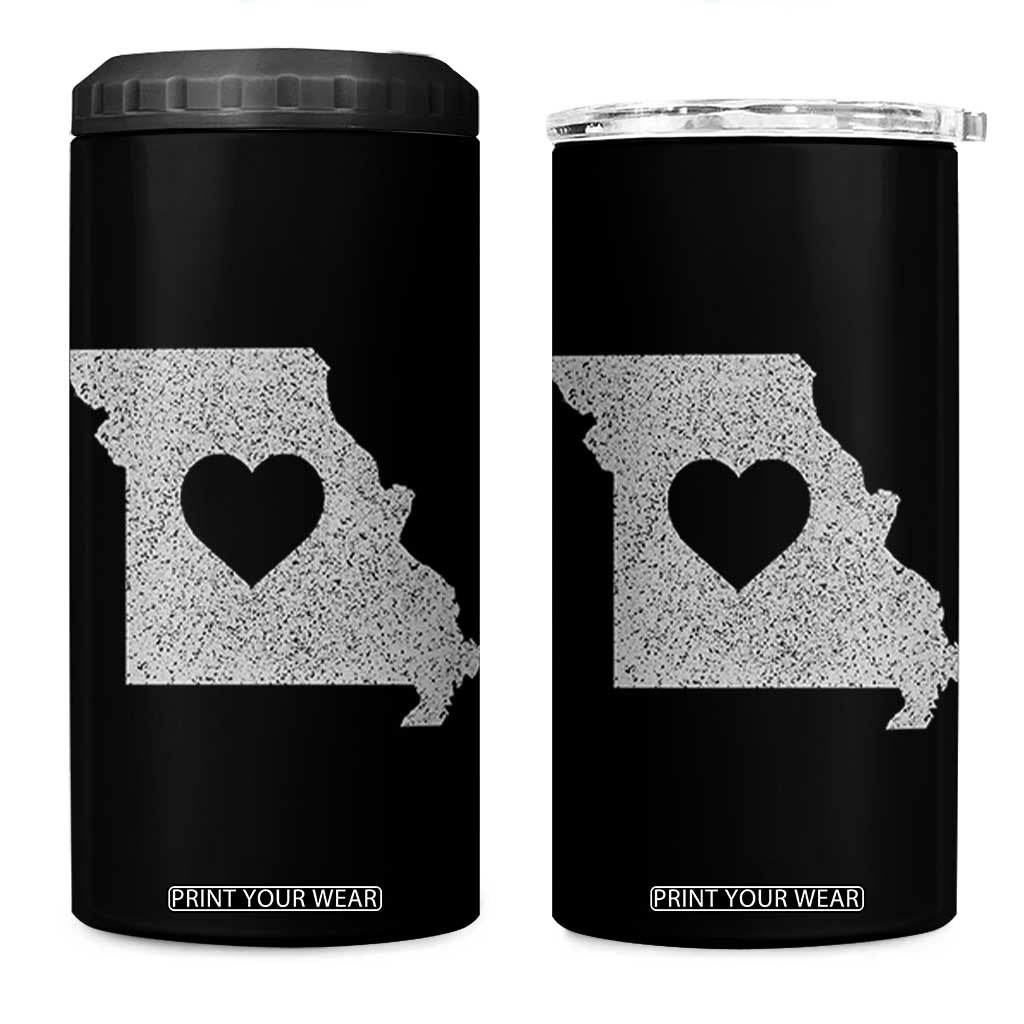 Missouri Home Distressed Missouri State Map with Heart 4 in 1 Can Cooler Tumbler TS14 One Size: 16 oz Black Print Your Wear