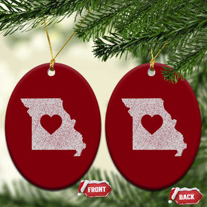 Missouri Home Distressed Missouri State Map with Heart Ceramic Ornament