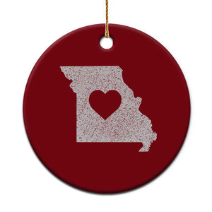Missouri Home Distressed Missouri State Map with Heart Ceramic Ornament