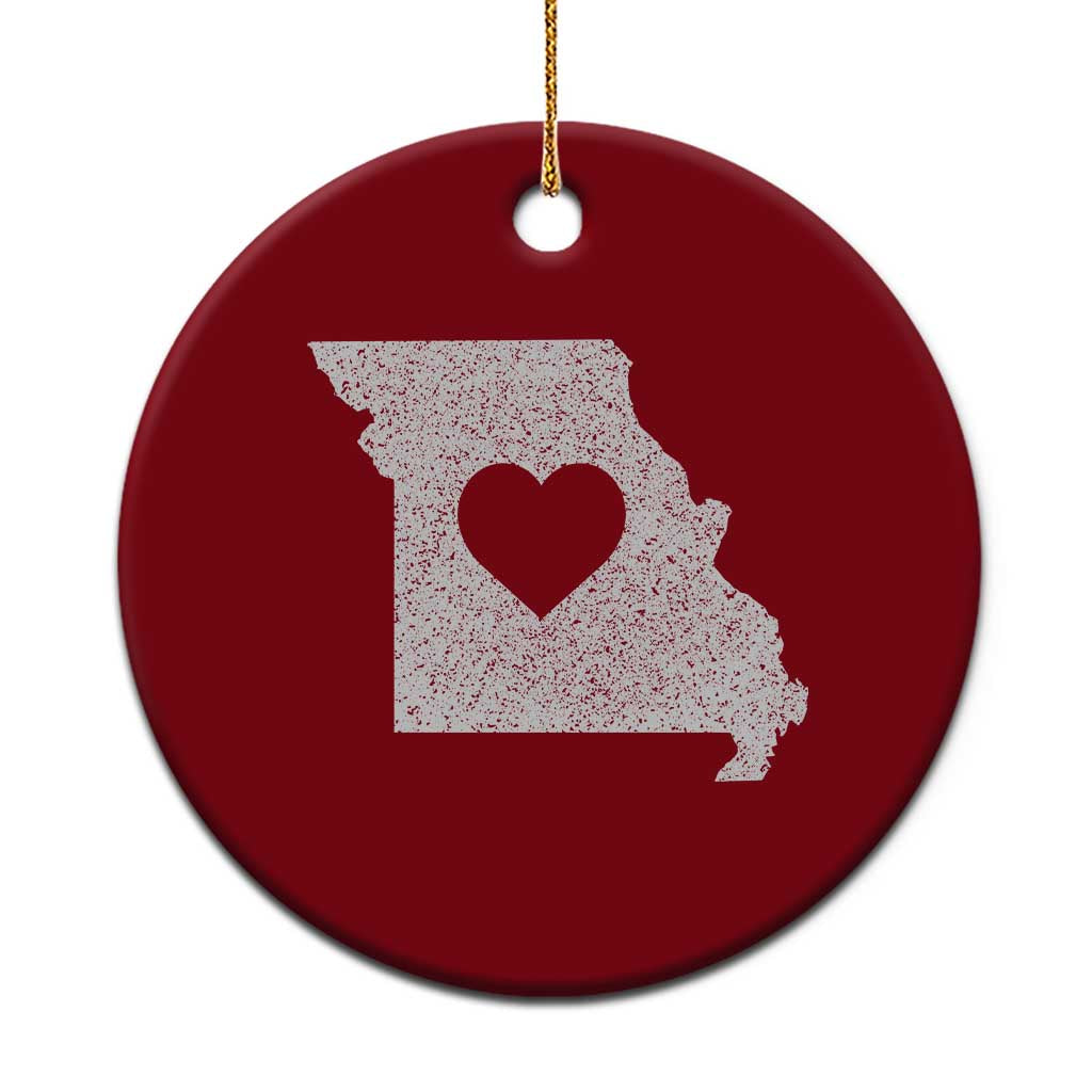 Missouri Home Distressed Missouri State Map with Heart Ceramic Ornament TS14 1pc Red Print Your Wear