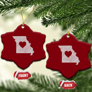 Missouri Home Distressed Missouri State Map with Heart Ceramic Ornament