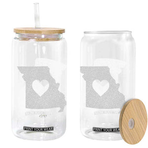 Missouri Home Distressed Missouri State Map with Heart Glass Can