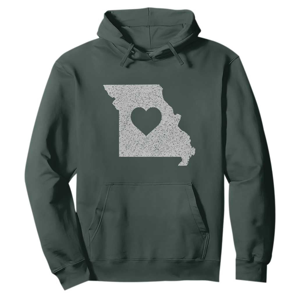 Missouri Home Distressed Missouri State Map with Heart Hoodie
