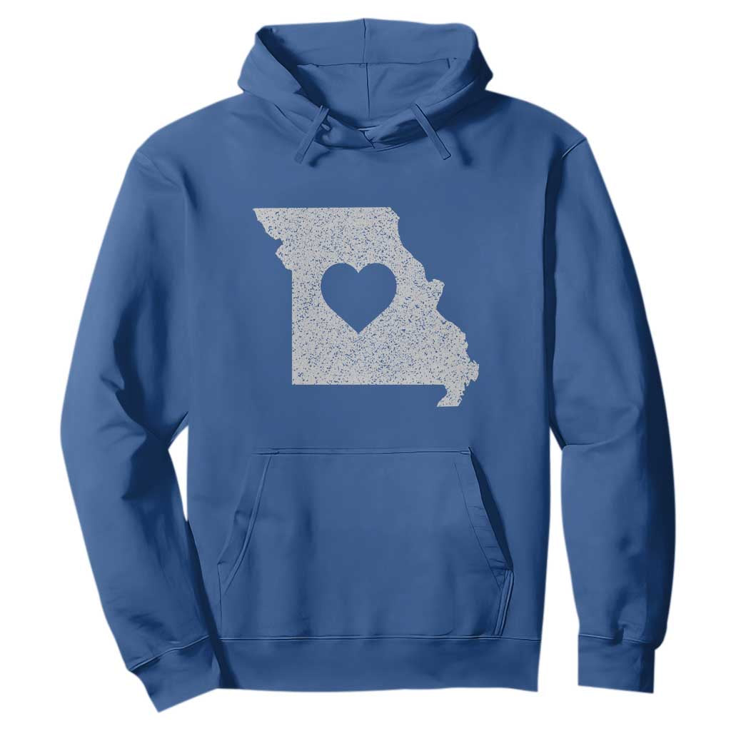 Missouri Home Distressed Missouri State Map with Heart Hoodie