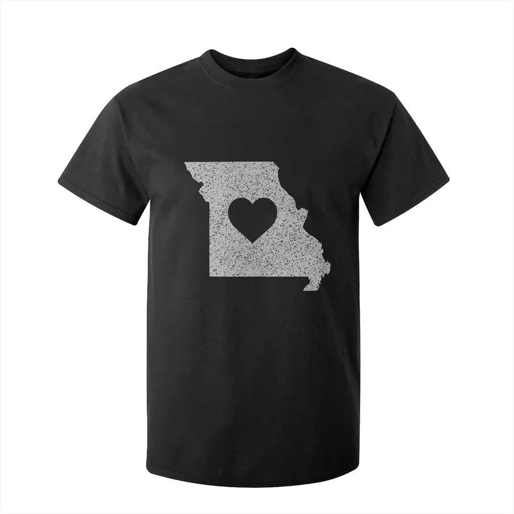 Missouri Home Distressed Missouri State Map with Heart T Shirt For Kid