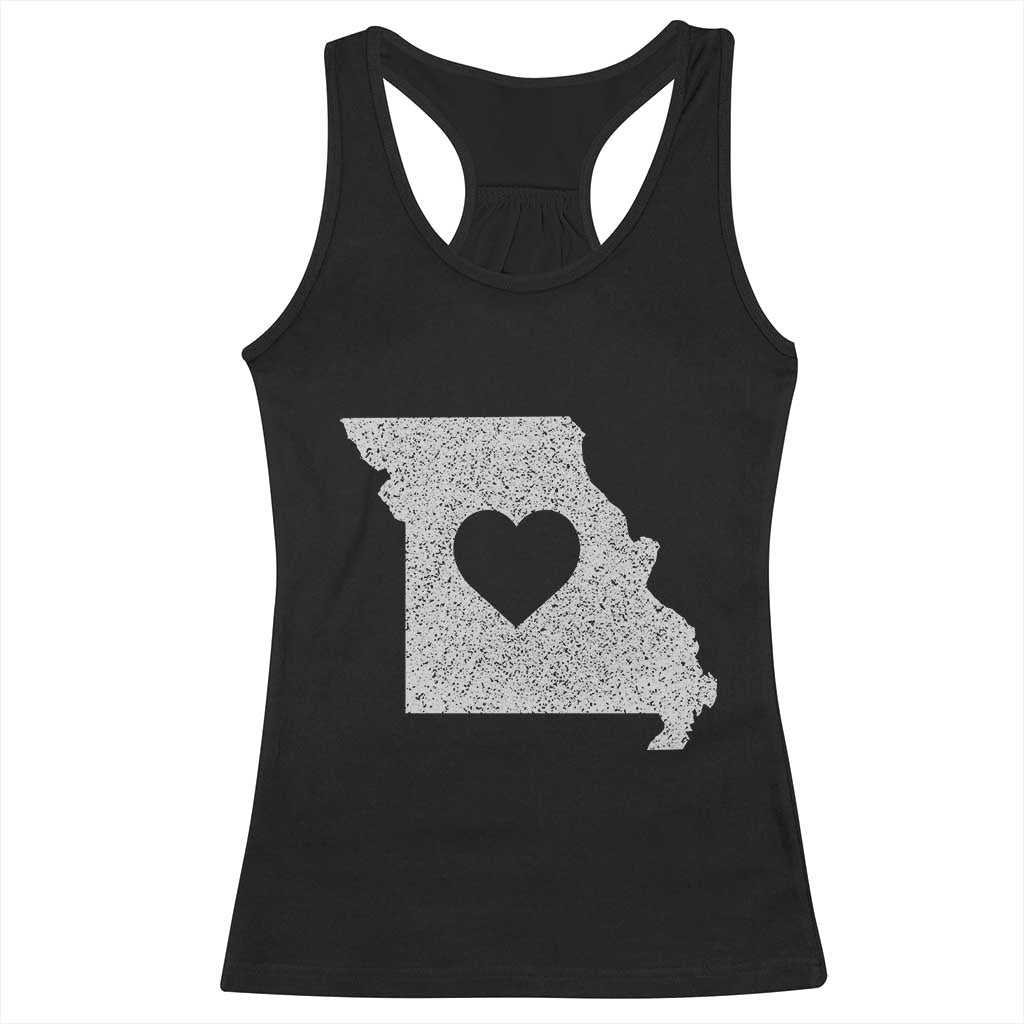 Missouri Home Distressed Missouri State Map with Heart Racerback Tank Top TS14 Black Print Your Wear
