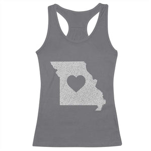 Missouri Home Distressed Missouri State Map with Heart Racerback Tank Top