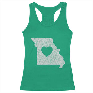 Missouri Home Distressed Missouri State Map with Heart Racerback Tank Top