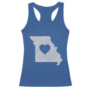 Missouri Home Distressed Missouri State Map with Heart Racerback Tank Top