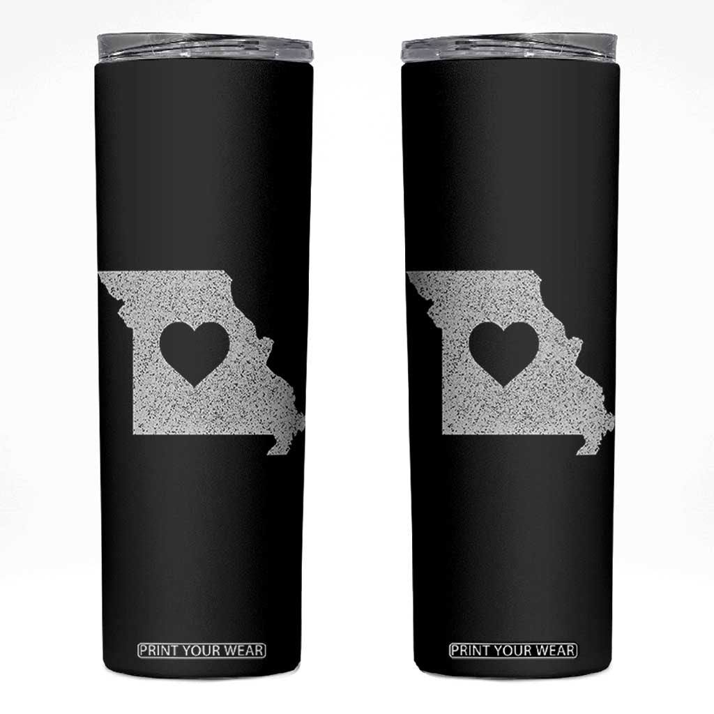 Missouri Home Distressed Missouri State Map with Heart Skinny Tumbler TS14 Black Print Your Wear