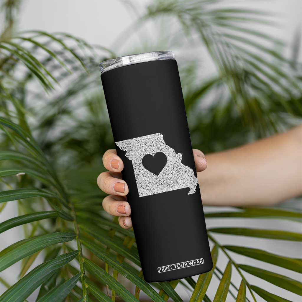 Missouri Home Distressed Missouri State Map with Heart Skinny Tumbler