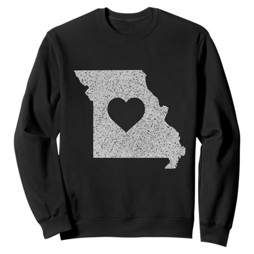Missouri Home Distressed Missouri State Map with Heart Sweatshirt TS14 Black Print Your Wear